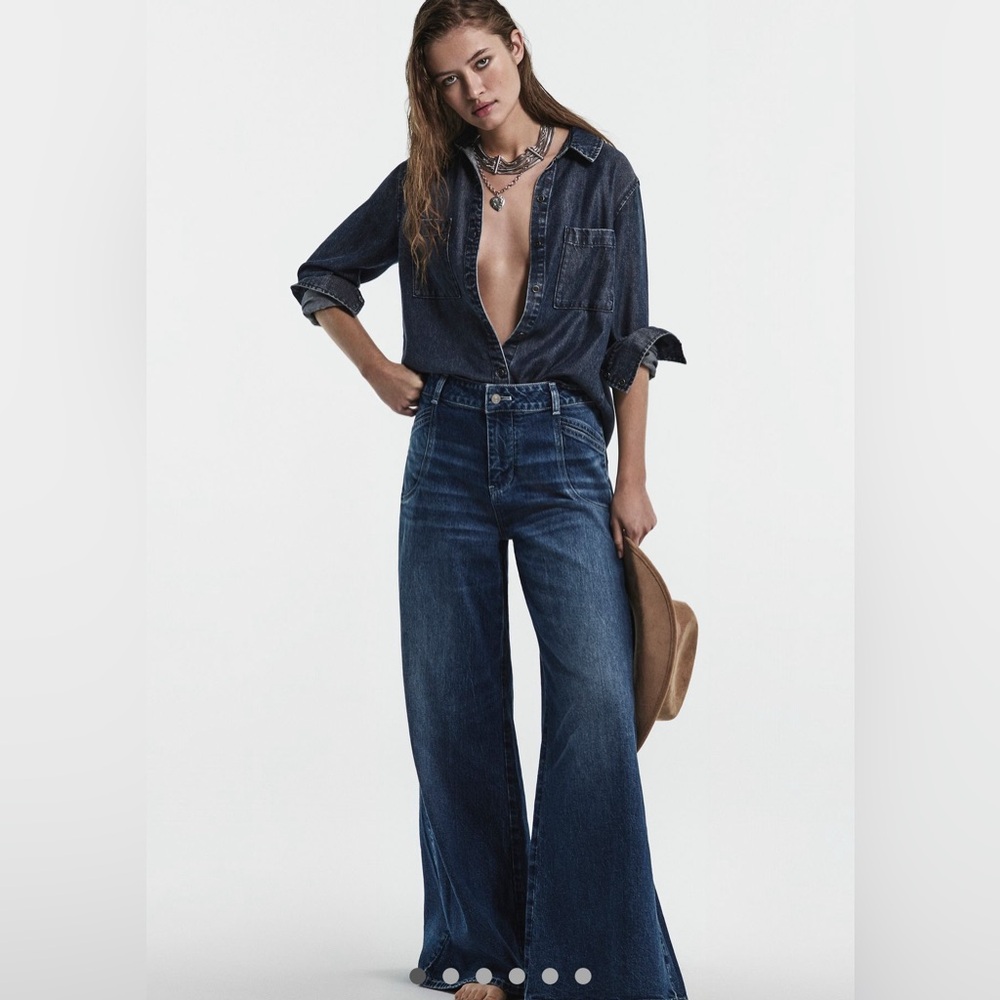 Pilcro Anthropologie High Rise Wide Leg Trouser Jeans 31
